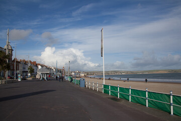 Fototapeta na wymiar Views of Weymouth Beach in Dorset in the UK