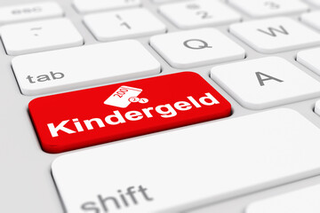 Fototapeta premium 3d Illustation - Tastatur - Kindergeld - rot
