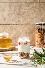 granola in a glass with yogurt