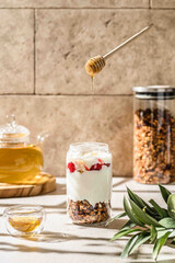 granola in a glass with yogurt