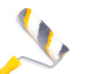 Paint roller for painting walls and repairs, on white background.