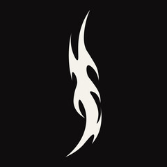 Abstract tattoo fire sketch. Artistic death metal logo design. Black illustration in Metalcore style on a black background.