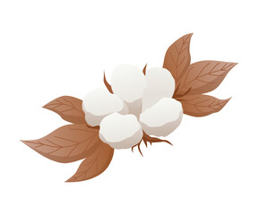 Cotton flower icon. Soft white plant for production of organic fabric. Cartoon eco friendly and organic symbol
