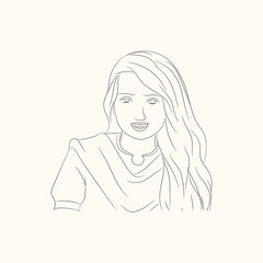 Minimal Women face line arts Drawing