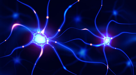 Vector illustration of Interconnected neurons with electrical pulses. Abstract neuron cells with link knots.