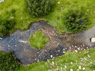 Aerial view of Banderitsa River at Pirin Mountain, Bulgaria