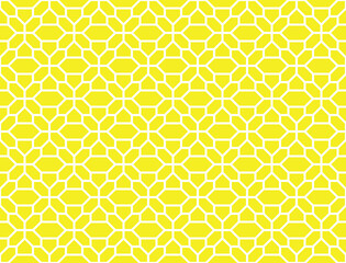 Abstract geometry pattern in Arabian style. Seamless vector background. White and yellow graphic ornament. Simple lattice graphic design