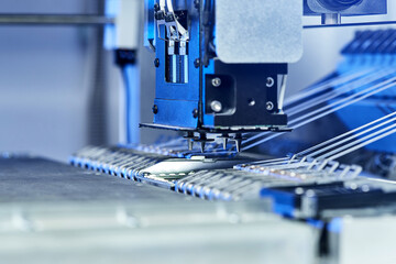 Machine (robot) for the production of computer boards. Electronic chips. Robotic High precision...
