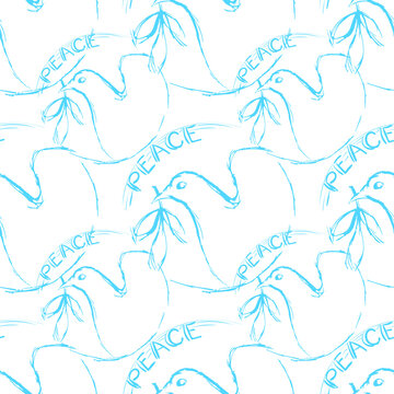 Seamless vector texture with dove of peace