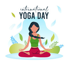 international yoga day. yoga body posture. group of Woman practicing yoga. vector illustration design