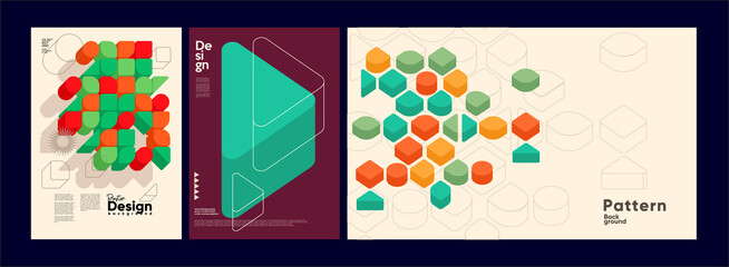 Obraz premium Abstract geometric background. Simple shapes with trendy pattern. Vector illustration. Trendy backgrounds for poster, landing page, banner and packaging.