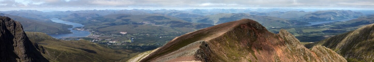 Fototapeta premium View from the ascent of Ben Nevis by the Carn Mor Dearg Arete - Fort William - Highlands - Scotland - UK