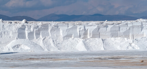 Salinas Grandes, a huge salt flat in Jujuy and Salta, Argentina. Its lithium, sodium and potassium...