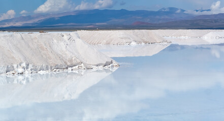 Salinas Grandes, a huge salt flat in Jujuy and Salta, Argentina. Its lithium, sodium and potassium mining potential faces opposition from indigenous communities and environmental activists.