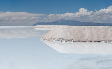 Salinas Grandes, a huge salt flat in Jujuy and Salta, Argentina. Its lithium, sodium and potassium mining potential faces opposition from indigenous communities and environmental activists.