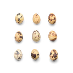 Fresh quail eggs on white background