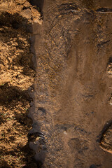 Muddy Stream water flowing on earth