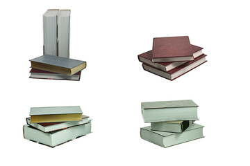 sets of new books isolated on white background