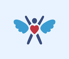 Freedom - Free People - Flying Person - Vector Logo