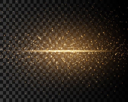 Gold Line Of Light. Magic Glow, Particles Of Light, Sparks. Glowing Line Png. Vector Image.