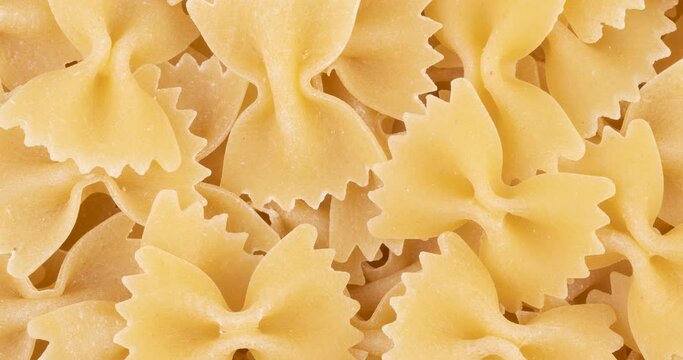 Top view, closeup of farfalle pasta