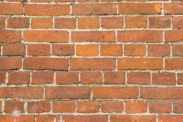 Old red brick wall texture. Background of a old brick house.