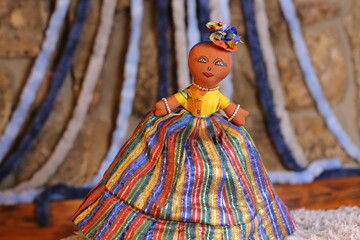 Beautiful African doll with colorful dress