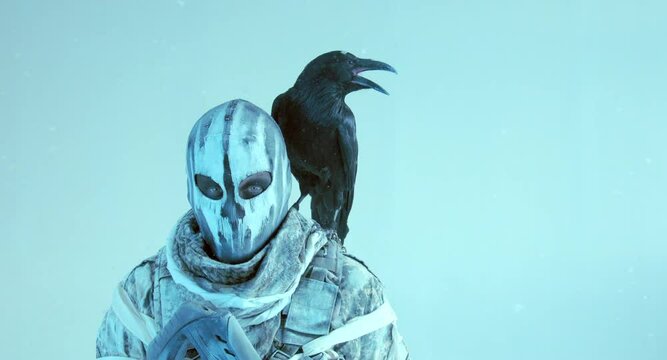 fighter with a crossbow and a raven, Apocalypse,