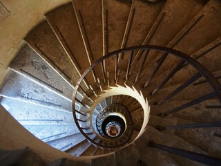old and rusted spiral staircase, Rome Italy