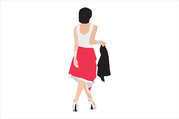 Vector illustration of elegant women walking on the sidewalk