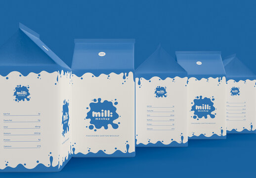 3D Pack of Milk or Juice Carton Package Mockup