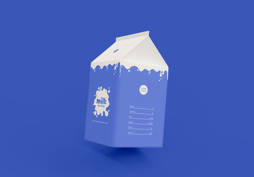 3D Small Milk or Juice Box Mockup