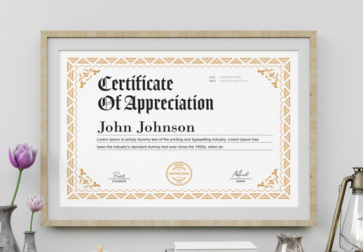 Certificate of Appreciation Layout