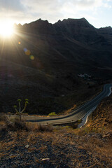 Sunset on road in gran Canaria