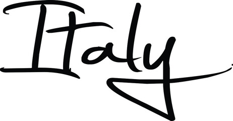 Italy text sign illustration on white background