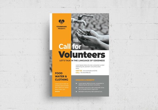 Call For Volunteers Charity Fundraiser Flyer Poster Layout