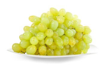 Plate of soultana grapes isplated on white