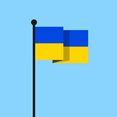 Ukraine - Ukrainian flag is wavying on the flagpost and flagpole. Vector illustration.