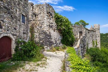 Fototapeta premium France, Ardèche (07), ruines au château de Crussol.