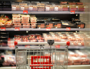 meat on the supermarket counter