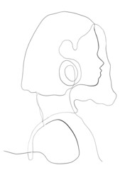 Continuous line drawing of face woman.Abstract line art portrait, Line,continuous line,drawing, Vector minimalism style and sketch portrait  concept.