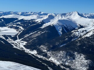 Mountain ridge view from the top of Peak 8 at Breckenridge Ski Resort, Colorado.