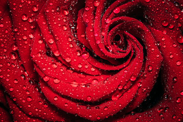 macro close up red rose with a waterdrops