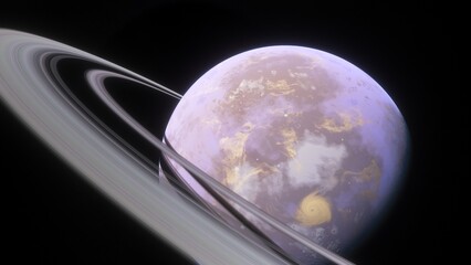 planet suitable for colonization, earth-like planet in far space, planets background 3d render	
