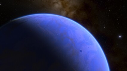 Obraz na płótnie Canvas planet suitable for colonization, earth-like planet in far space, planets background 3d render 