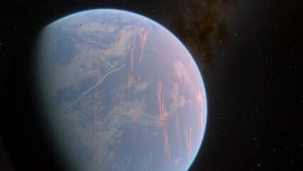 planet suitable for colonization, earth-like planet in far space, planets background 3d render	
