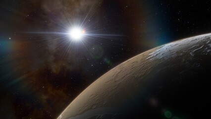 planet suitable for colonization, earth-like planet in far space, planets background 3d render	
