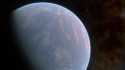 planet suitable for colonization, earth-like planet in far space, planets background 3d render	
