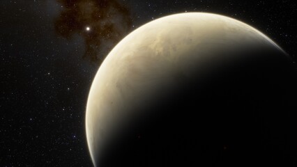 planet suitable for colonization, earth-like planet in far space, planets background 3d render	
