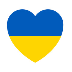Flag Ukraine isolated vector illustration. Heart blue and yellow color. Stop war.